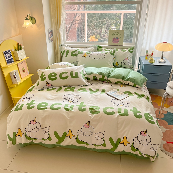 91家纺网 家纺一手货源 找家纺 涵宸家纺 2024新款全棉小清新印花单品套件--单被套 萌宝宝