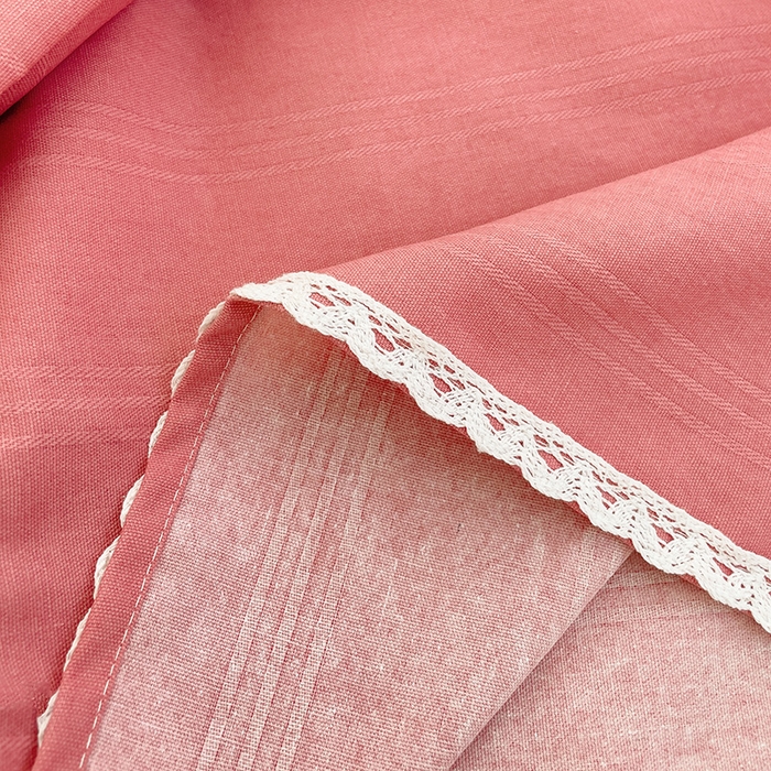 91家纺网 家纺一手货源 找家纺 梵克保罗 2024新款鱼骨棉老粗布凉席花边款床单三件套 欧式风情-粉