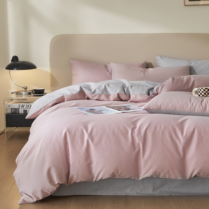 91家纺网 家纺一手货源 找家纺 涵宸家纺 2024新款全棉提花四件套-菲比 菲比-曼越紫灰