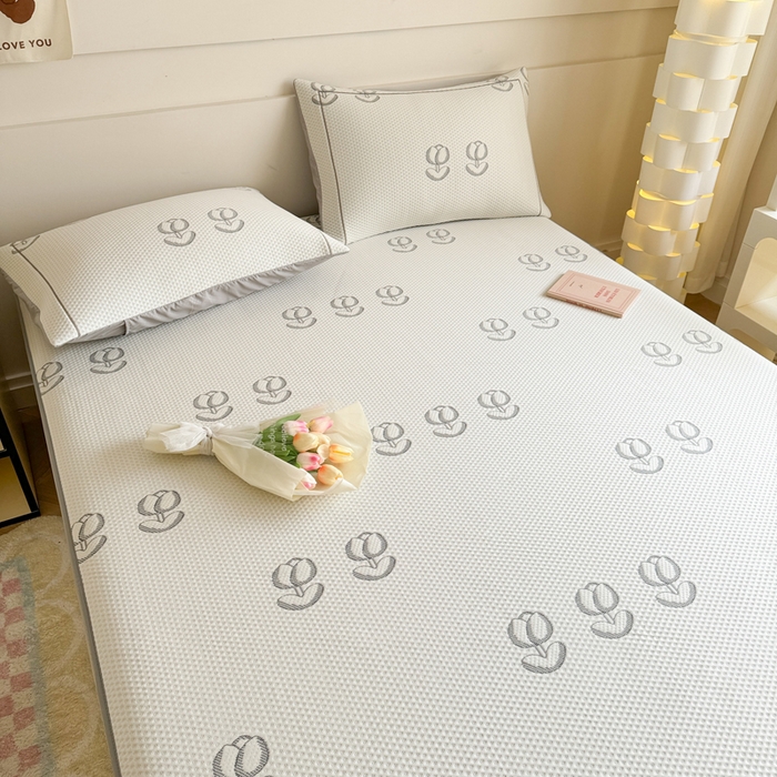 91家纺网 家纺一手货源 找家纺 慕尚家纺 2025新款卡通凉豆豆凉感冰丝席凉席 床笠款-芬芳