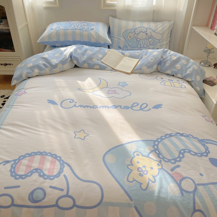 91家纺网 家纺一手货源 找家纺 星座 2025大版全棉三丽鸥四件套 晚安玉桂狗