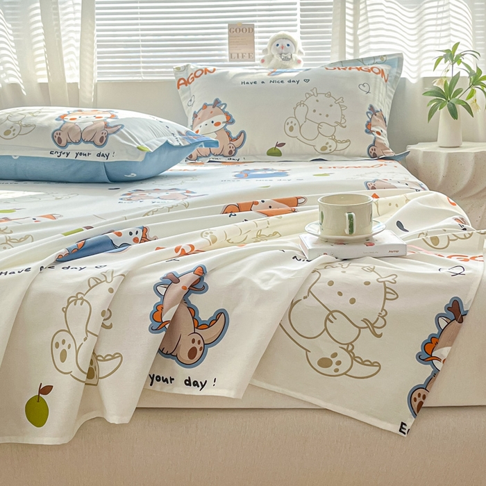 91家纺网 家纺一手货源 找家纺 涵宸家纺 2024新款全棉小清新印花单品套件--单床单 床单-龙先生