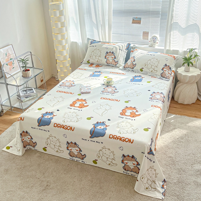 91家纺网 家纺一手货源 找家纺 涵宸家纺 2024新款全棉小清新印花单品套件--单床单 床单-龙先生