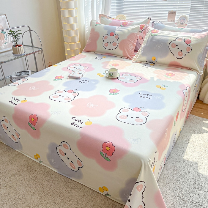 91家纺网 家纺一手货源 找家纺 涵宸家纺 2024新款全棉小清新印花单品套件--单床单 床单-萌萌彩