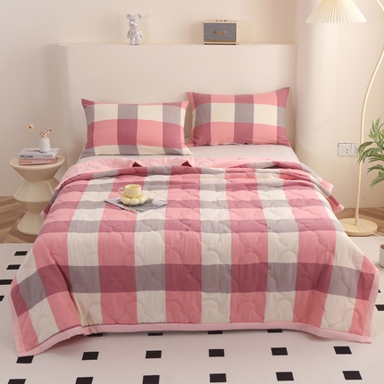 欧喜璐 2024新款水洗棉超声波礼品夏被夏凉被春秋被 大格子-红