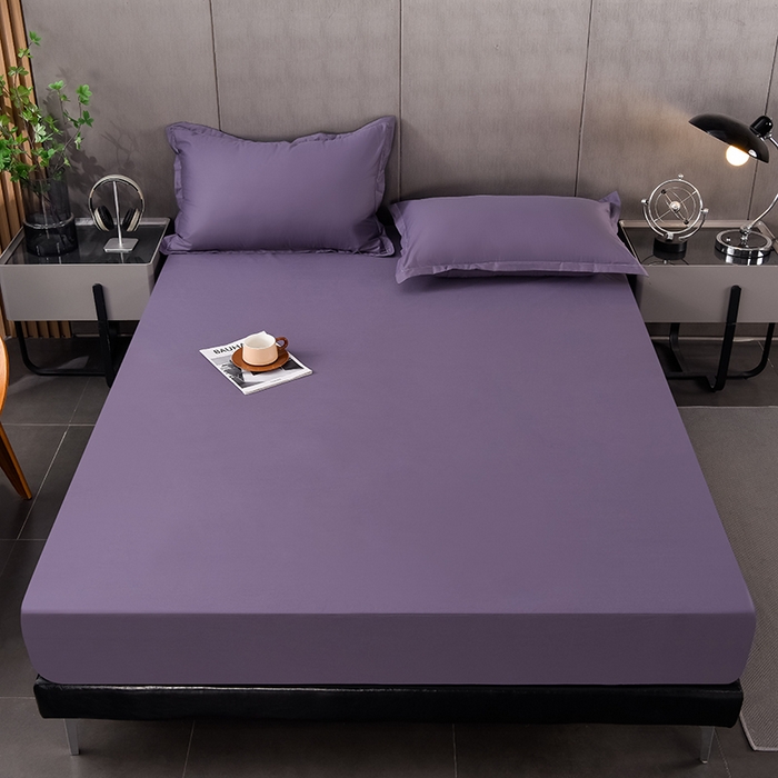 91家纺网 家纺一手货源 找家纺 床笠人家 2025新款全棉纯色防水床笠防水隔尿透气-纯色防水床笠 紫色