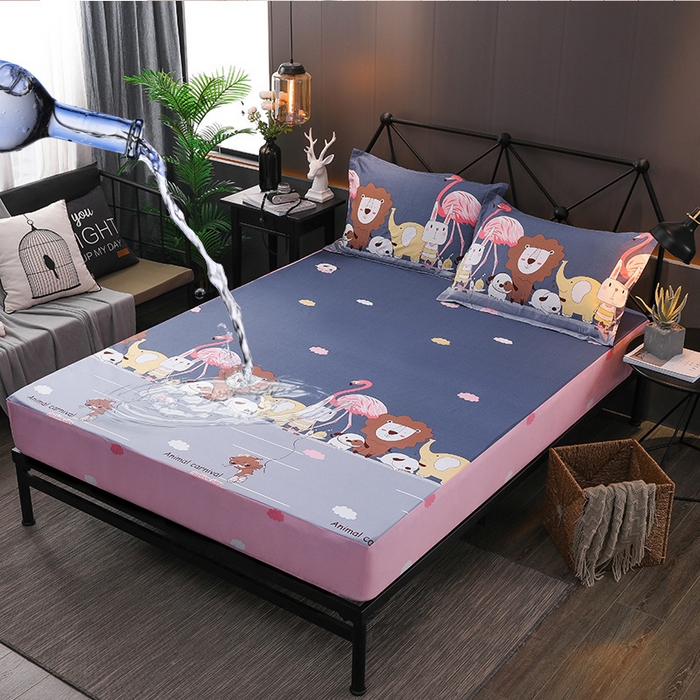 91家纺网 家纺一手货源 找家纺 床笠人家 2025新款全棉印花防水床笠防水隔尿透气-印花防水床笠 绿野仙踪