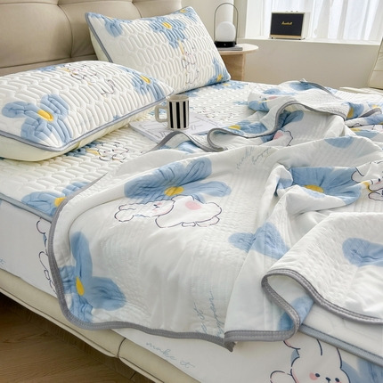 91家纺网 家纺一手货源 找家纺 （总）2024年新品0.4乳胶凉席加厚床笠款三件套+凉感丝夏被可组合四件套-图片二