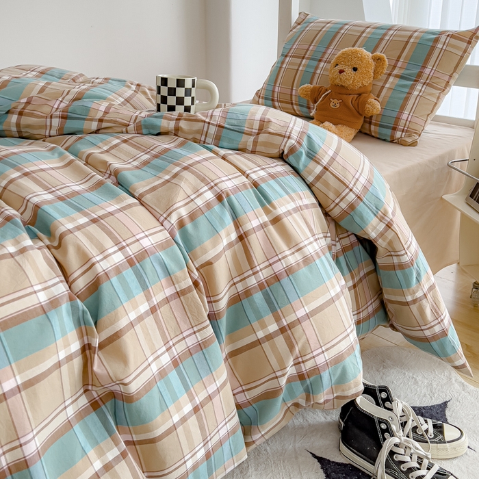 91家纺网 家纺一手货源 找家纺 久典家居 2024新款A类全棉学生款三件套 昭华咖