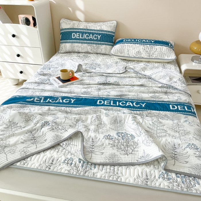 91家纺网 家纺一手货源 找家纺 LIFE.丽芙 2024年0.4乳胶凉席加厚条席款三件套＋凉感丝夏被可组合四件套图片二 格罗