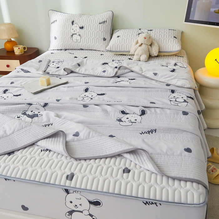 91家纺网 家纺一手货源 找家纺 LIFE.丽芙 2024年新品0.4乳胶凉席加厚床笠款三件套+凉感丝夏被可组合四件套-图片一 爱心狗