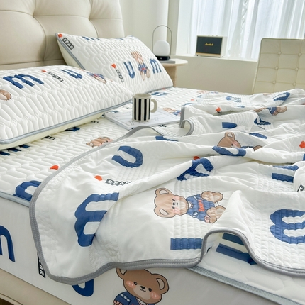 91家纺网 家纺一手货源 找家纺 （总）2024年新品0.4乳胶凉席加厚床笠款三件套+凉感丝夏被可组合四件套-图片二