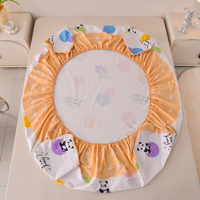 91家纺网 家纺一手货源 找家纺 床笠人家 2025新款全棉印花防水床笠防水隔尿透气印花防水床笠 波点熊猫