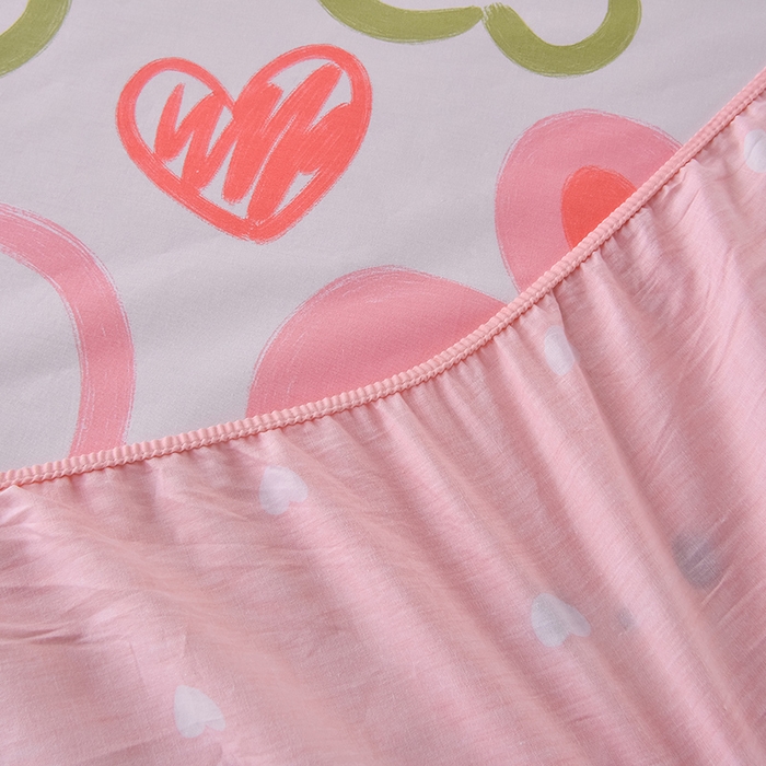 91家纺网 家纺一手货源 找家纺 床笠人家 2025新款全棉印花防水床笠防水隔尿透气-印花防水床笠 草莓兔