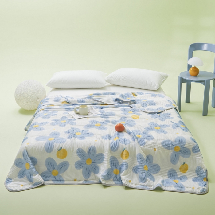 91家纺网 家纺一手货源 找家纺 LIFE.丽芙 2024年新品韩式风凉感丝夏被-跑量 向阳花