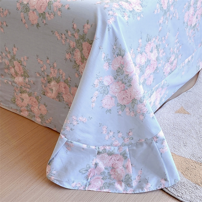 91家纺网 家纺一手货源 找家纺 宝齐莱家纺 2024新款13372全棉印花四件套单品系列-床单 莫奈花园-兰