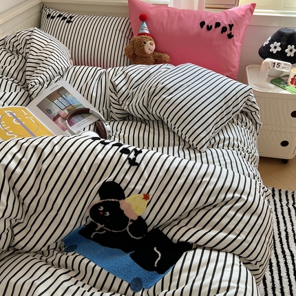 91家纺网 家纺一手货源 找家纺 （总）呗旺鹿 2024新款小清新全棉四件套毛巾绣四件套纯棉四件套（可提供检测报告）