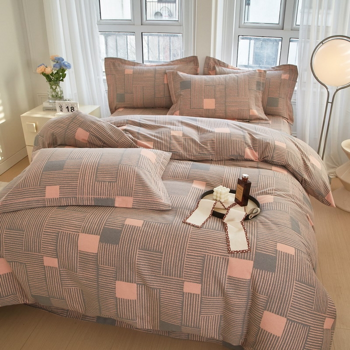 91家纺网 家纺一手货源 找家纺 金纱玉纺家纺 2024新款加厚AB版四件套奥莱-灰