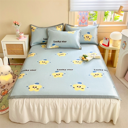 91家纺网 家纺一手货源 找家纺 懒猫家纺 2024新款250D数码印花宽边圆网冰丝席 幸运星