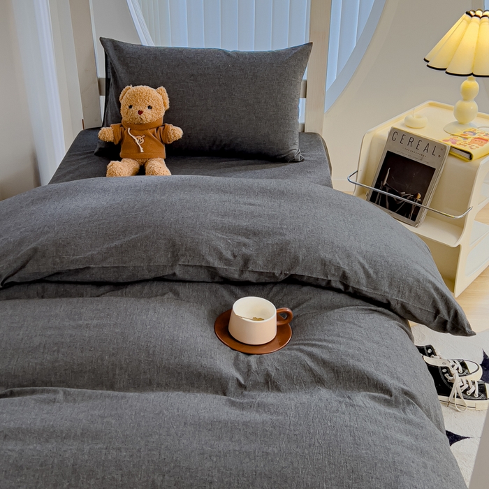 91家纺网 家纺一手货源 找家纺 久典家居 2024新款A类全棉学生款三件套 深灰