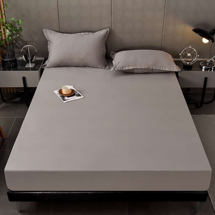 91家纺网 家纺一手货源 找家纺 床笠人家 2025新款全棉纯色防水床笠防水隔尿透气-纯色防水床笠 灰色