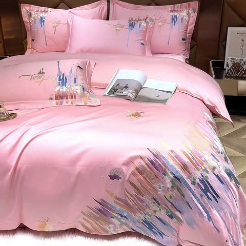 91家纺网 家纺一手货源 找家纺 （总）红番天家居馆 2025新款长绒棉系列四件套-爱情海