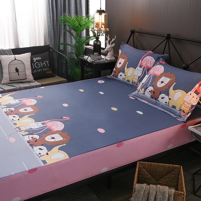 91家纺网 家纺一手货源 找家纺 床笠人家 2025新款全棉印花防水床笠防水隔尿透气-印花防水床笠 绿野仙踪