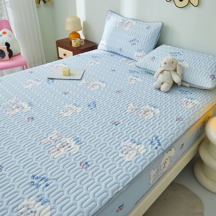 91家纺网 家纺一手货源 找家纺 LIFE.丽芙 2024年新品0.4乳胶凉席加厚床笠款三件套+凉感丝夏被可组合四件套-图片一 快乐狗