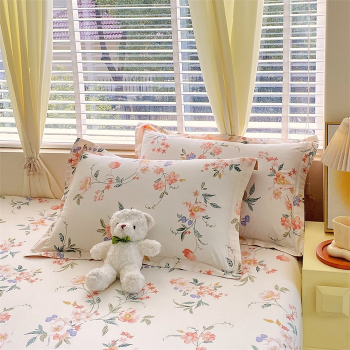 91家纺网 家纺一手货源 找家纺 宝齐莱家纺 2024新款13372全棉印花系列单品枕套 梦里花