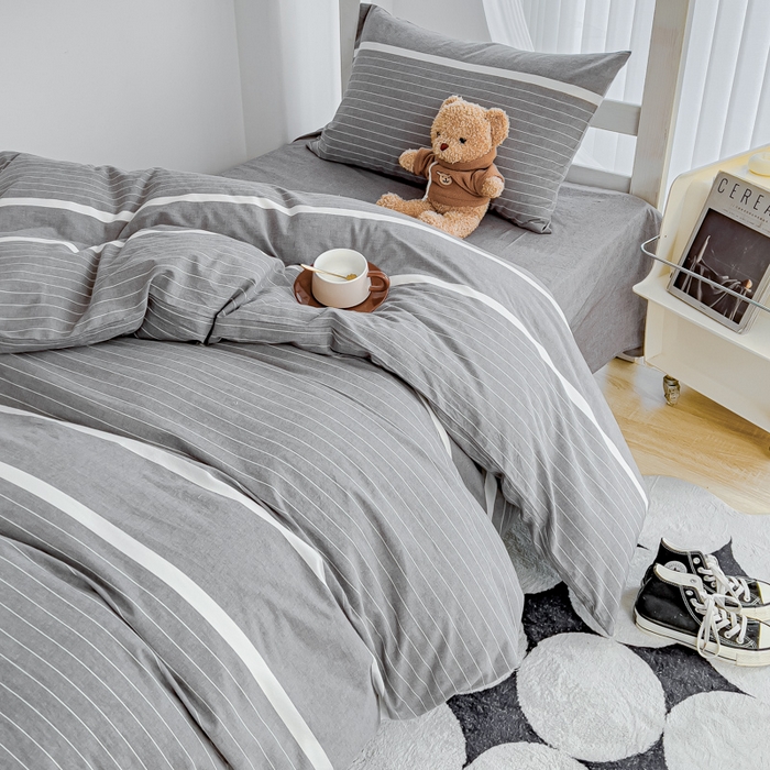 91家纺网 家纺一手货源 找家纺 久典家居 2024新款A类全棉学生款三件套 极简灰