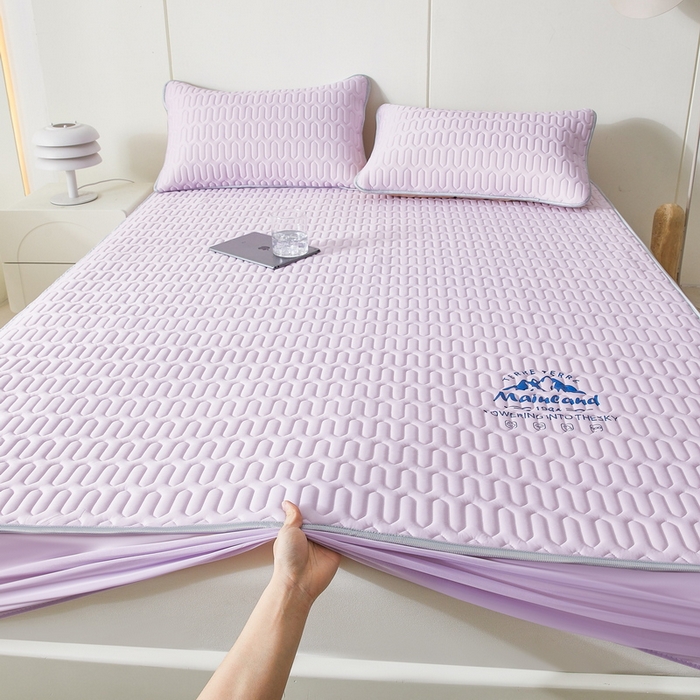 91家纺网 家纺一手货源 找家纺 LIFE.丽芙 2024新款乳胶凉席素色-富士山烫画床笠款 风铃紫