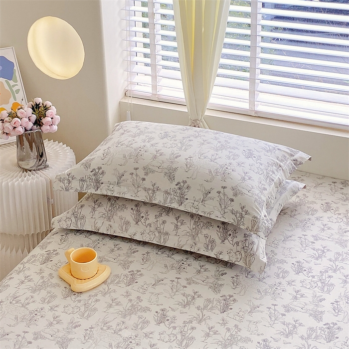 91家纺网 家纺一手货源 找家纺 宝齐莱家纺 2024新款13372全棉印花系列单品枕套 动物之森