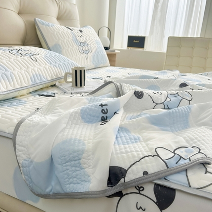 91家纺网 家纺一手货源 找家纺 （总）2024年新品0.4乳胶凉席加厚床笠款三件套+凉感丝夏被可组合四件套-图片二