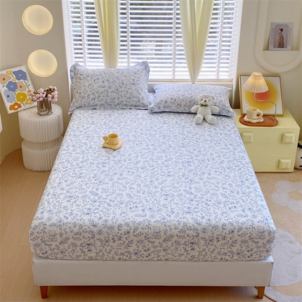 宝齐莱家纺 2024新款13372全棉印花系列单品床笠 花倾城