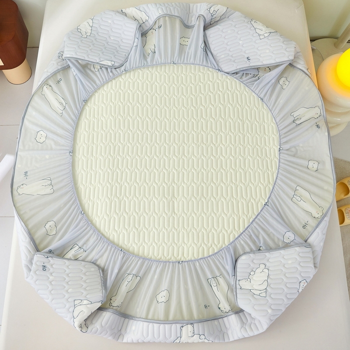 91家纺网 家纺一手货源 找家纺 LIFE.丽芙 2024年新品0.4乳胶凉席加厚床笠款三件套+凉感丝夏被可组合四件套-图片一 北极熊-灰