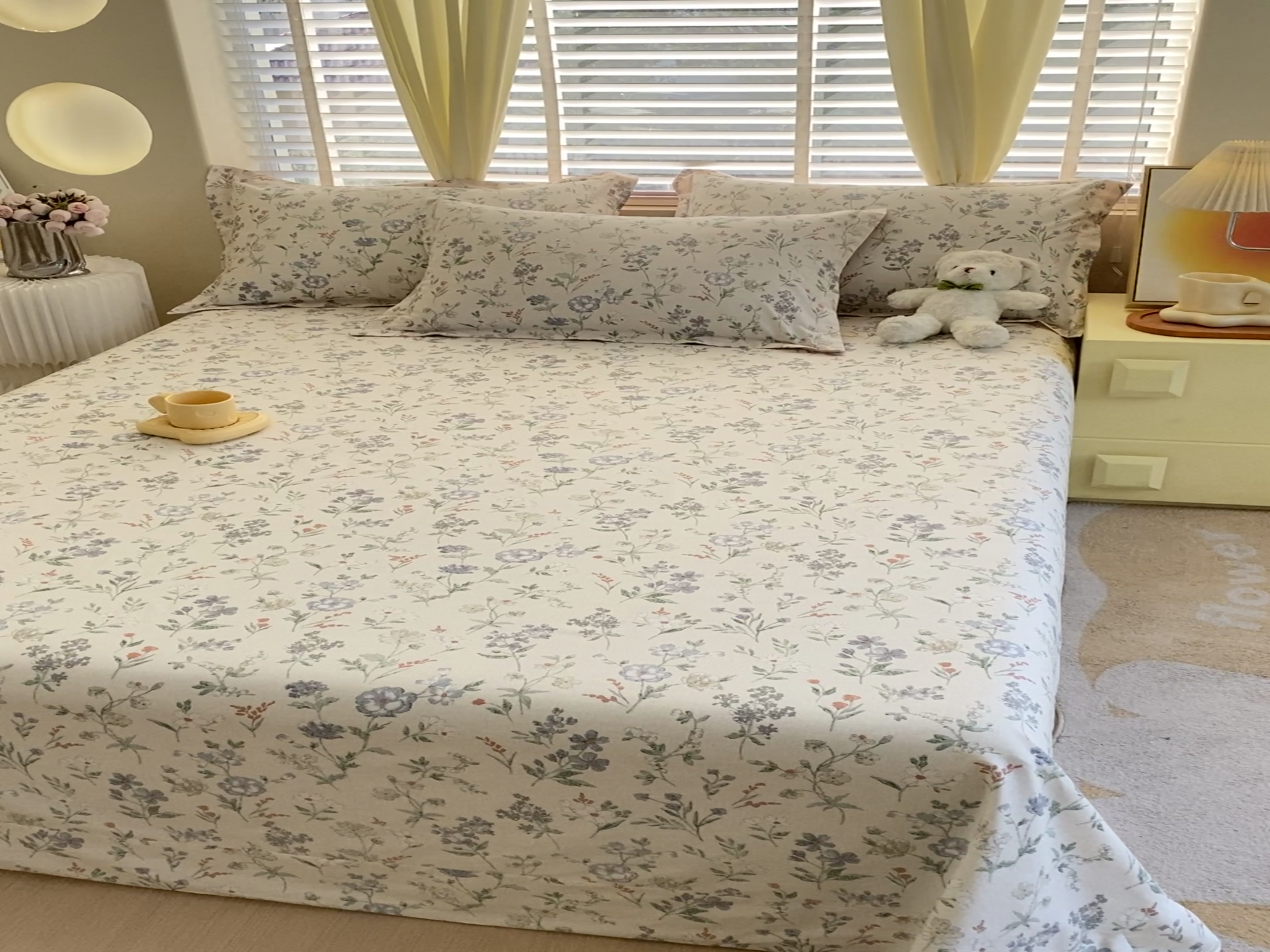 91家纺网 家纺一手货源 找家纺 宝齐莱家纺 2024新款13372全棉印花四件套单品系列-床单 爱在花开