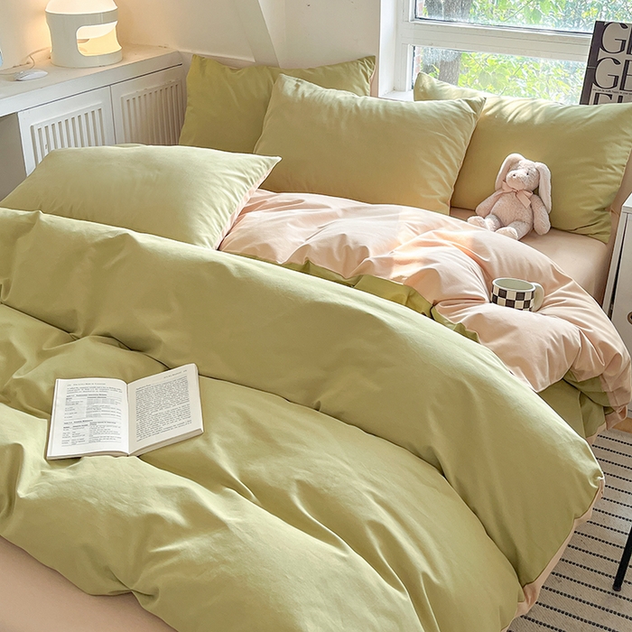 91家纺网 家纺一手货源 找家纺 （总）米粒  2024新款纯色简约双拼磨毛四件套