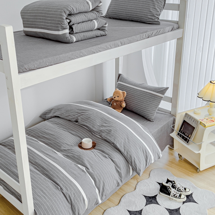 91家纺网 家纺一手货源 找家纺 久典家居 2024新款A类全棉学生款三件套 极简灰