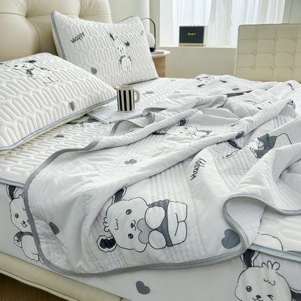 91家纺网 家纺一手货源 找家纺 （总）2024年新品0.4乳胶凉席加厚床笠款三件套+凉感丝夏被可组合四件套-图片二