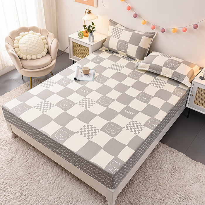 91家纺网 家纺一手货源 找家纺 床笠人家 2025新款全棉印花防水床笠防水隔尿透气-印花防水床笠 班尼熊