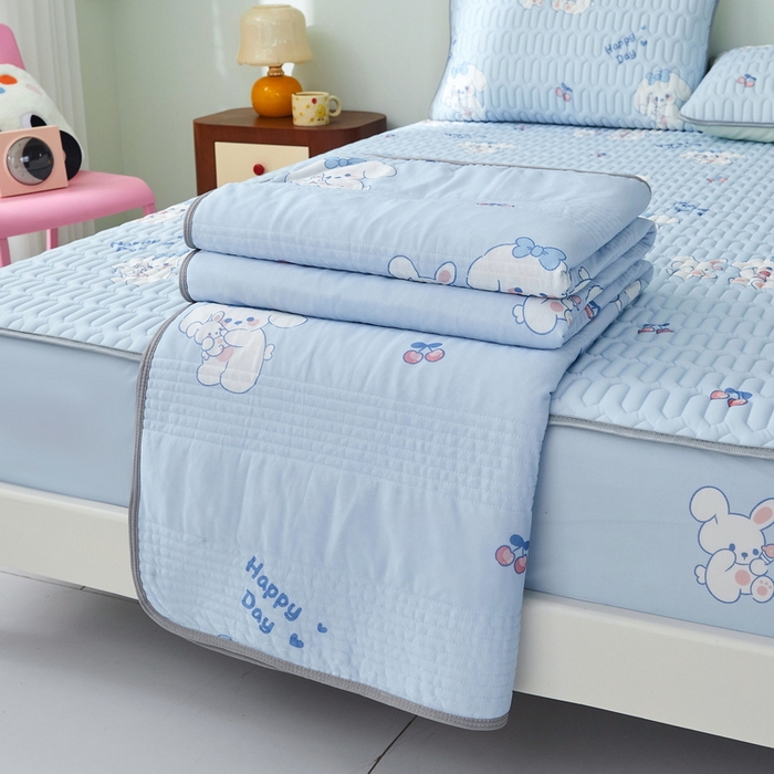 91家纺网 家纺一手货源 找家纺 LIFE.丽芙 2024年新品0.4乳胶凉席加厚床笠款三件套+凉感丝夏被可组合四件套-图片一 快乐狗