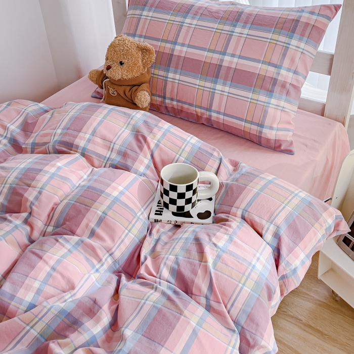 91家纺网 家纺一手货源 找家纺 久典家居 2024新款A类全棉学生款三件套 昭华粉