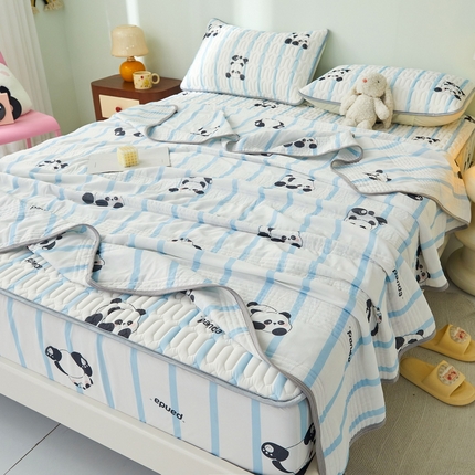 LIFE.丽芙 2024年新品0.4乳胶凉席加厚床笠款三件套+凉感丝夏被可组合四件套-图片一 小熊猫