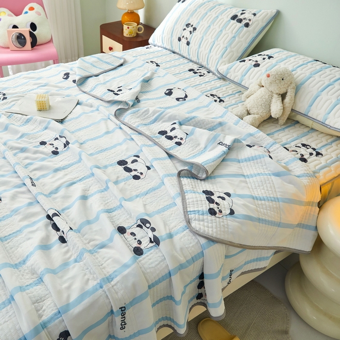 91家纺网 家纺一手货源 找家纺 LIFE.丽芙 2024年新品0.4乳胶凉席加厚床笠款三件套+凉感丝夏被可组合四件套-图片一 小熊猫