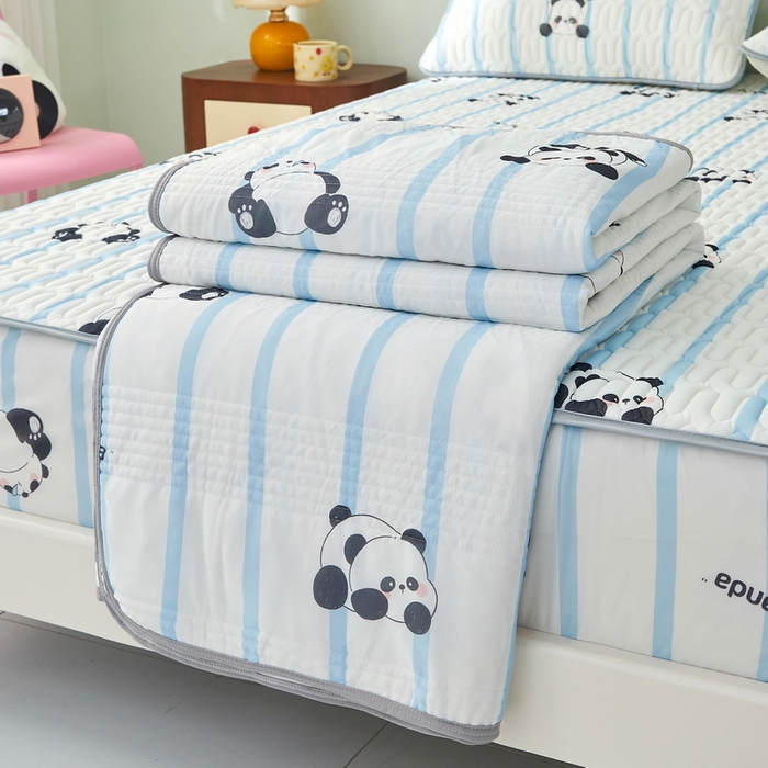 91家纺网 家纺一手货源 找家纺 LIFE.丽芙 2024年新品0.4乳胶凉席加厚床笠款三件套+凉感丝夏被可组合四件套-图片一 小熊猫