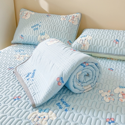 91家纺网 家纺一手货源 找家纺 （总）LIFE.丽芙 2024年0.4乳胶凉席加厚条席款三件套＋凉感丝夏被可组合四件套图片二