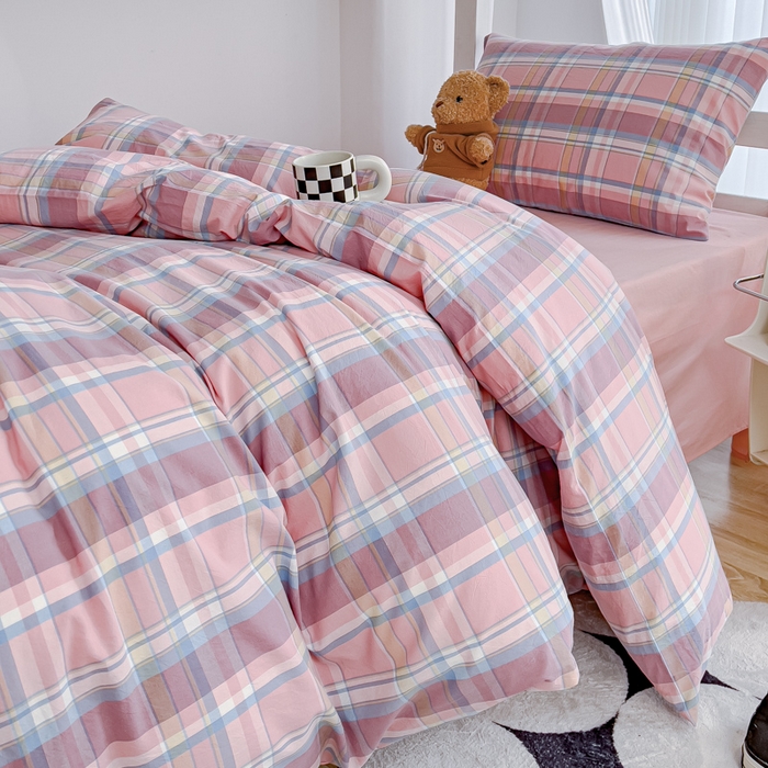 91家纺网 家纺一手货源 找家纺 久典家居 2024新款A类全棉学生款三件套 昭华粉