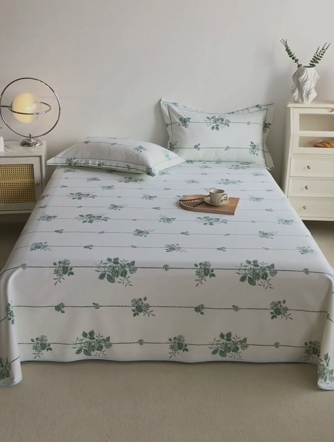 91家纺网 家纺一手货源 找家纺 金泰莱 2025新款原棉全棉老粗布凉席三件套全棉床单纯棉床单软凉席 悠然绽放-米