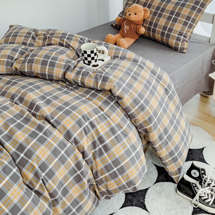 91家纺网 家纺一手货源 找家纺 久典家居 2024新款A类全棉学生款三件套 暖阳灰