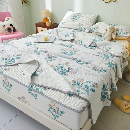 91家纺网 家纺一手货源 找家纺 （总）LIFE.丽芙 2024年新品0.4乳胶凉席加厚床笠款三件套+凉感丝夏被可组合四件套-图片一